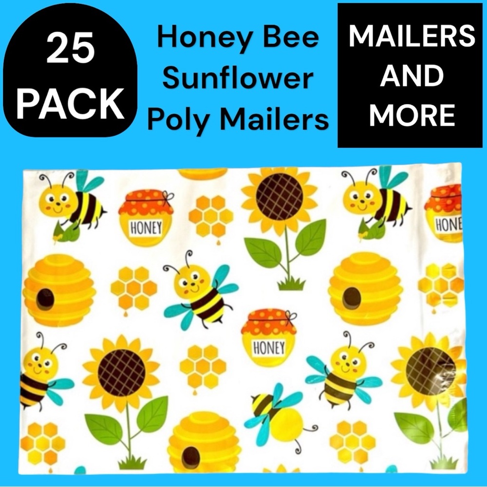 25 10X13 Poly Mailers Honey bee Sunflower, Shipping Envelopes PRICE IS FIRM - Picture 2 of 6
